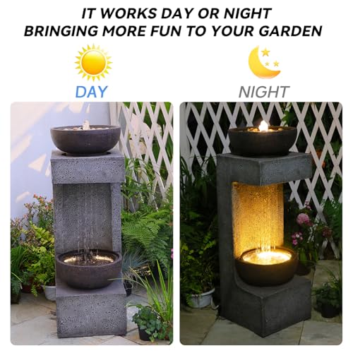34h Modern Outdoor Water Fountain with Rain Curtain