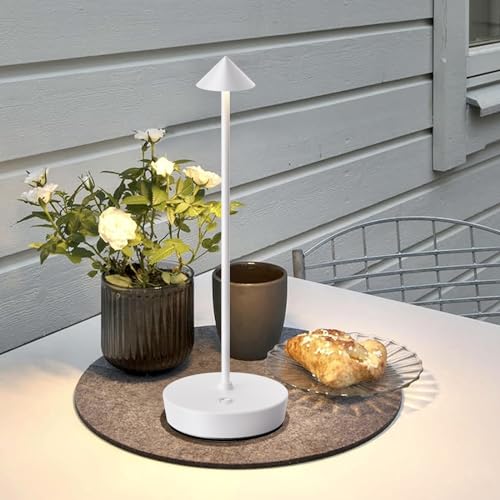 Set of 2 Cordless Rechargeable Led Table Lamp Battery Operated Light White (2 Count)