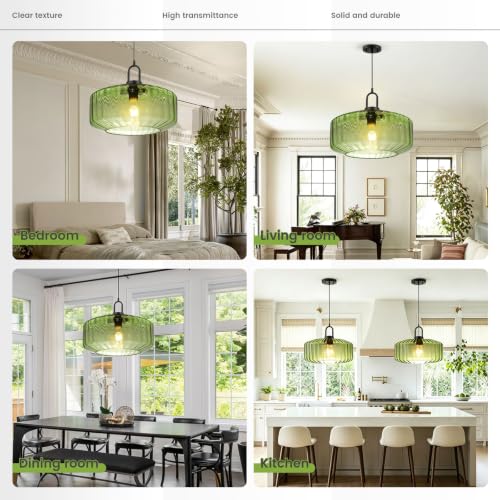 Modern Hanging Light Green Pendant Light Fixture Mid Century 1