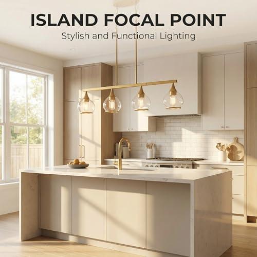 Brushed Gold Kitchen Island Linear Pendant Light