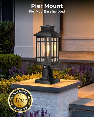 Dusk to Dawn Outdoor Post Lights with Pier Mount Base (2 Count)