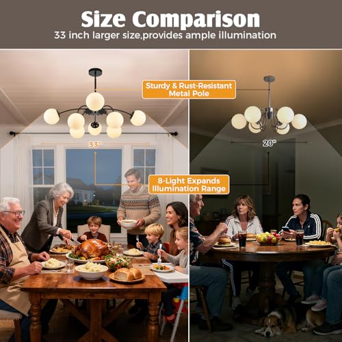 8 Light Milk Glass Pendant Light