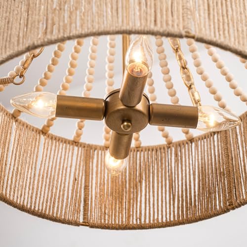 Wood Beaded Chandelier