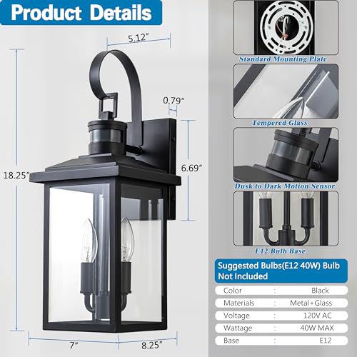 18" Large Motion Sensor Outdoor Porch Lights