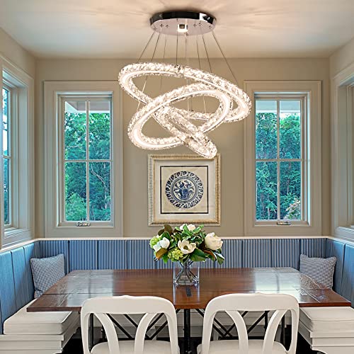3 Ring Acrylic Crystal Chandelier Modern Ceiling Light Fixture