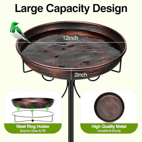 35In Metal Bird Bath for Outside