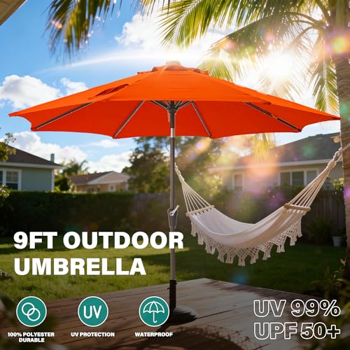 9' Patio Umbrella with solar lights umbrella outdoor patio Orange