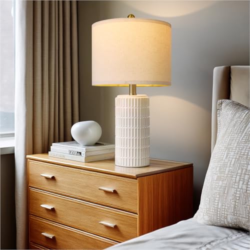 20.75" Small Modern Ceramic Table Lamps Set of 2 for Bedroom (2 Count)