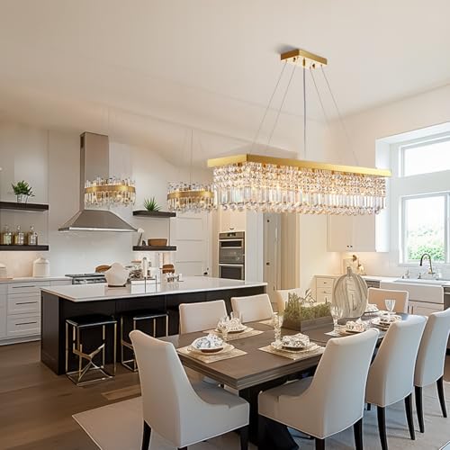 Modern Gold Rectangular Crystal Raindrop Chandelier