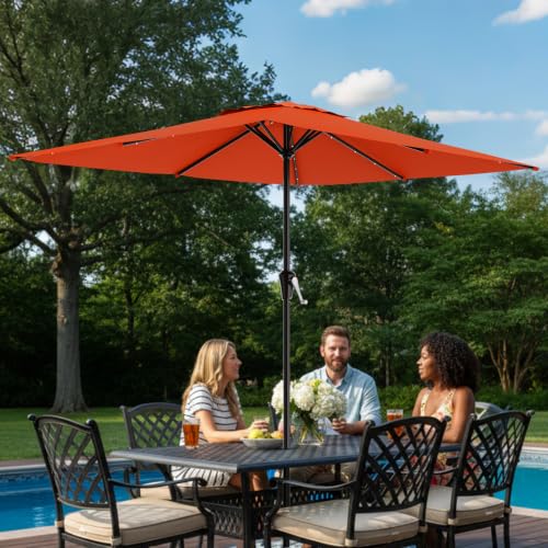 8' X 10' Rectangular Patio Umbrella with Solar Lights