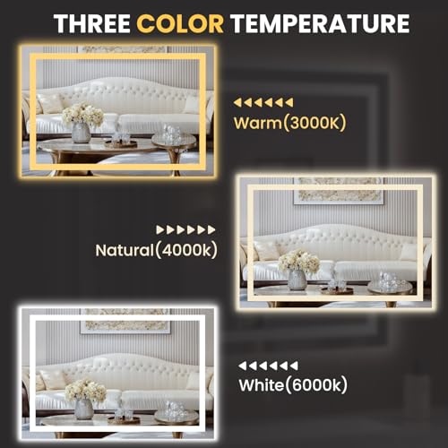50"X34" LED Bathroom Mirror with Lights