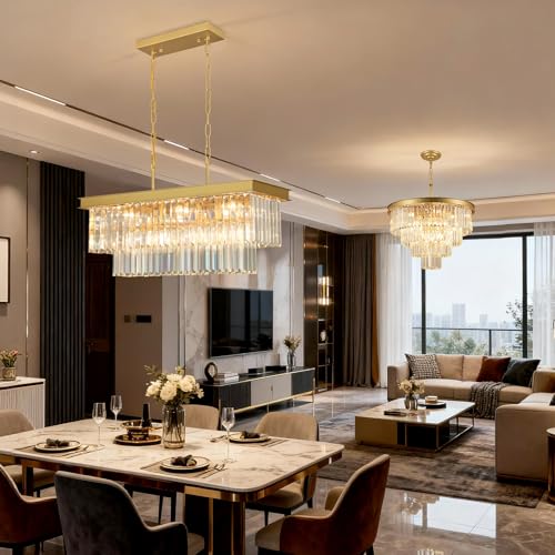 Gold Crystal Chandeliers for Dining Room