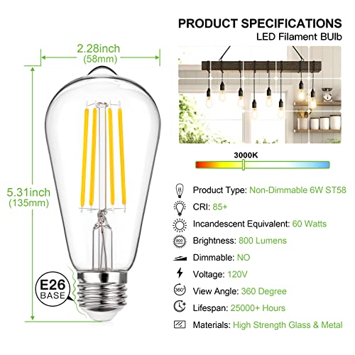 Vintage LED Edison Bulbs 60 Watt Equivalent (12 Count)