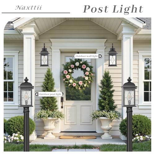 Dusk to Dawn Outdoor Post Lights Waterproof Aluminum Lamp Post Light Fixture Black Pole Lights Outdoor for Yard Patio Pathway Garden