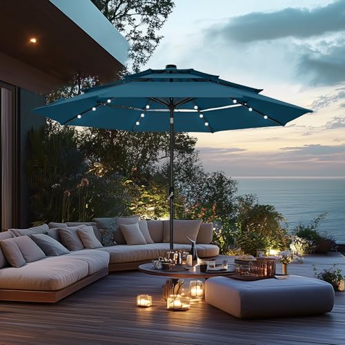 10ft Outdoor Patio Umbrella with Solar Lights