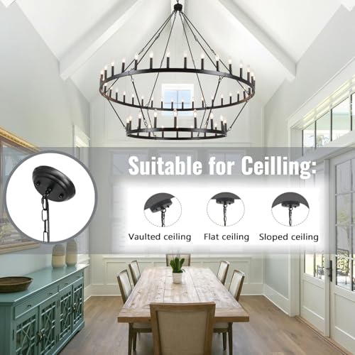 60 inch Black Extra Large Wagon Wheel Chandelier