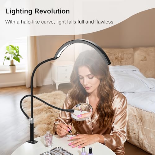 Half Moon Desk Lash Light with 4X Magnifier