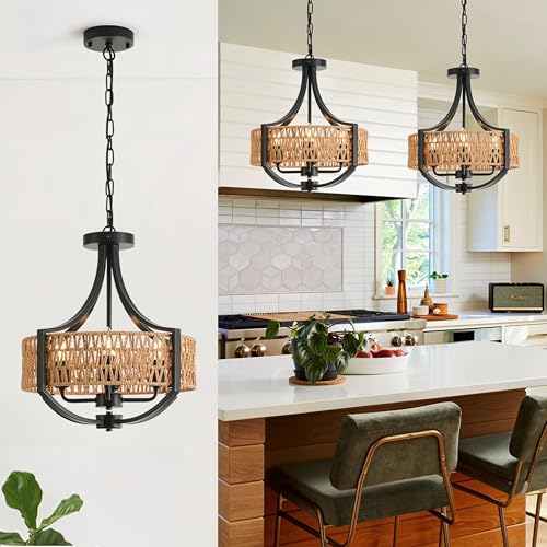 16.5" Rattan Chandelier