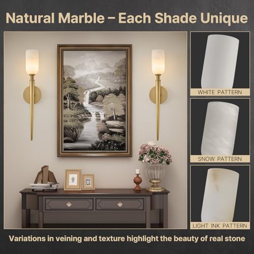 21.6" Natural Alabaster Sconce