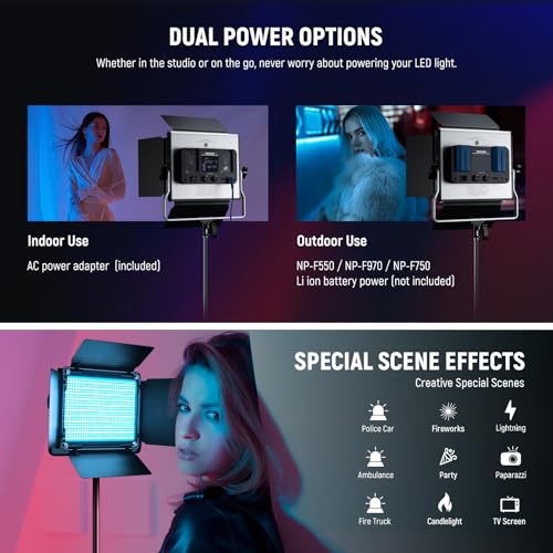 Upgraded RGB LED Studio Video Light with Tripod Stand