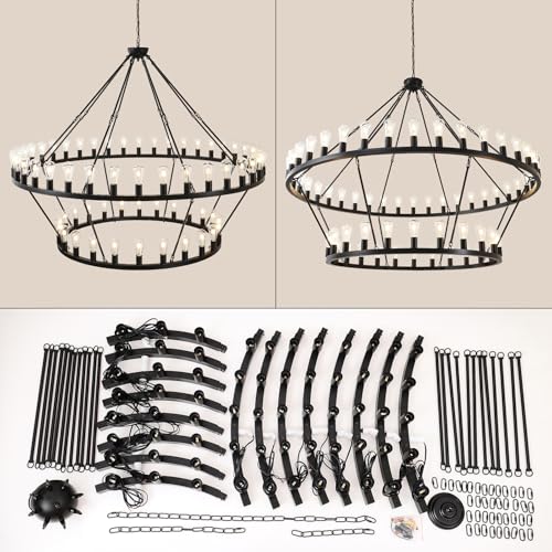 70 Inch Black Extra Large Wagon Wheel Chandelier