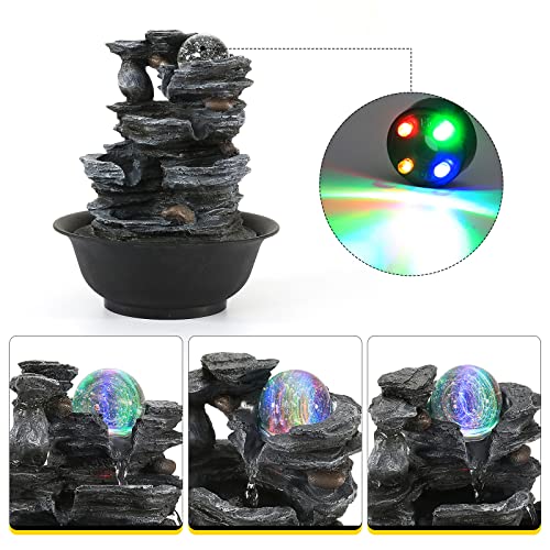 Tabletop Water Fountain Waterfall Fountains Indoor with LED