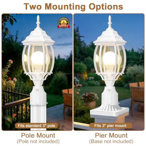 White Dusk to Dawn Outdoor Post Light