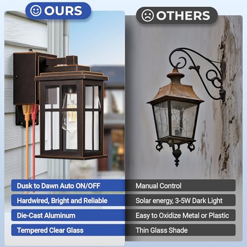 2 Pack Bronze Outdoor Wall Lights with GFCI Outlet (2 Count)