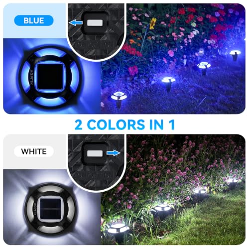 2 Colors in 1 Solar Driveway Lights 1 Pack with Ground Spike Design