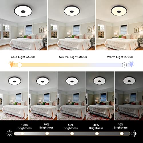 Black Waterproof LED Flush Mount Ceiling Light Fixture