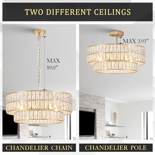 Gold Crystal Chandelier 24" 8
