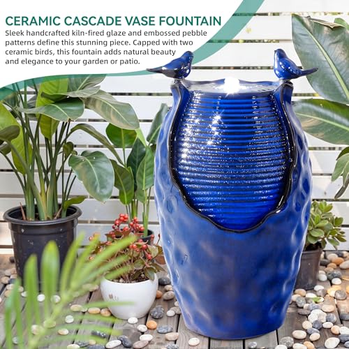 23.5" H Ceramic Jar Outdoor Fountain