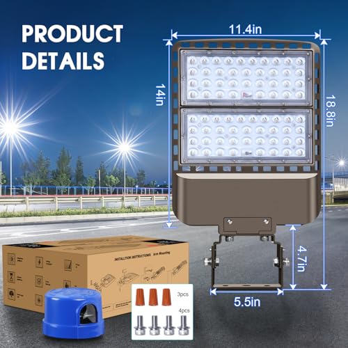 200W LED Parking Lot Light Trunnion Mount 30000LM 5000K 85