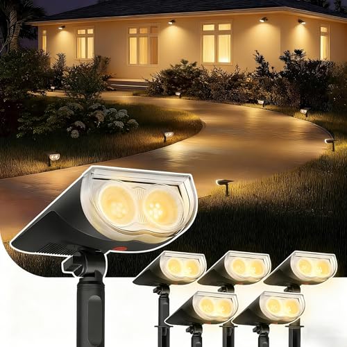 Solar Spotlights Outdoor Waterproof Dusk to Dawn Warm White 6 Pack (6 Count)