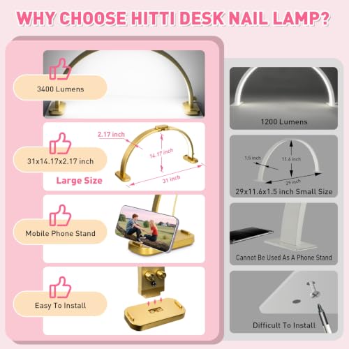31in Half Moon Light for Nail Desk