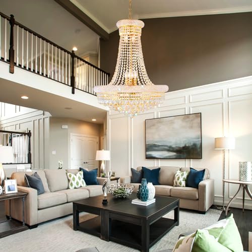 Modern Crystal Chandelier Gold Empire Hanging Chandelier