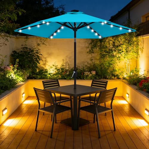 Solar Led Patio Umbrella with 24 Lights 7.5FT