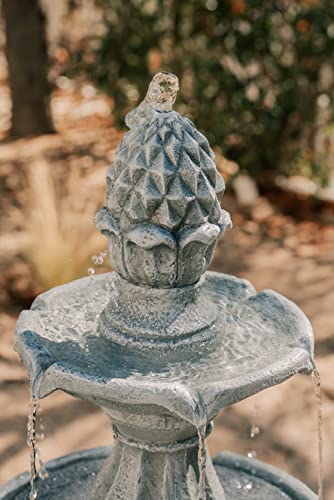 51" 3 Tier Outdoor Freestanding Waterfall Fountain with Pump and Pineapple Finial