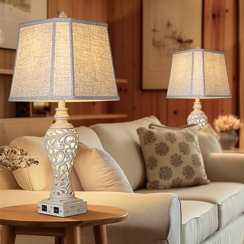 28.5" Table Lamps Set of 2 with Nightlight for Bedroom (2 Count)