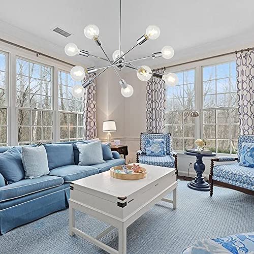 Sputnik Chandelier Chrome 10 Lights Pendant Lighting Modern Sputnik Light Vintage Ceiling Light Fixture UL Listed