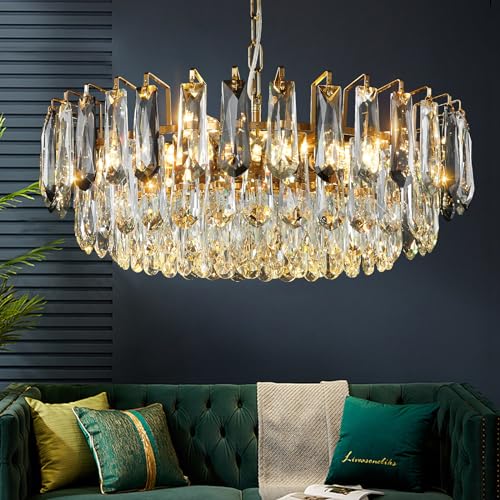 23.6" Modern Crystal Chandelier with Grey Crystal Gold 3