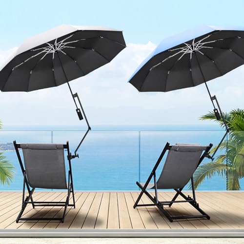 UPF 50+ Beach Umbrella with Adjustable Universal Clamp