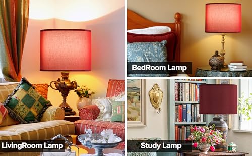 13" Burgundy Red Lamp Shades Faux Silk (2 Count)