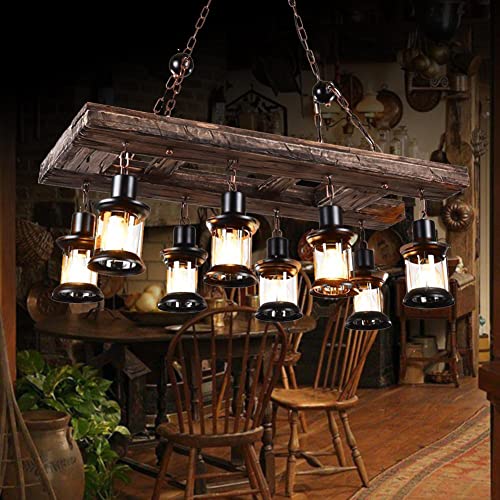 Retro Farmhouse Wood Chandelier