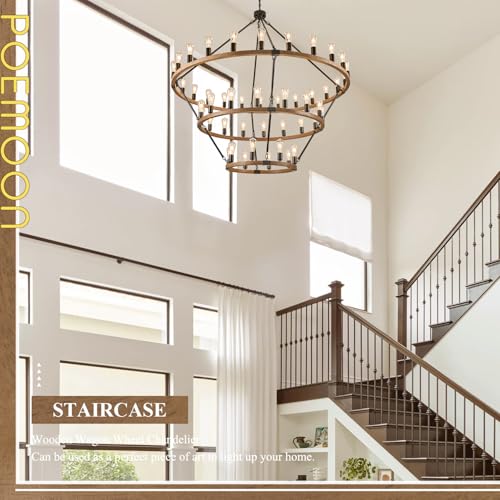 Oak Wooden Wagon Wheel Chandelier 48