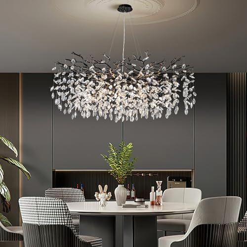 47" Black Crystal Chandelier