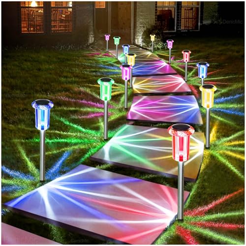 Outdoor Solar Lights Waterproof 10 Pack Color LED Christmas Decor (10 Count)