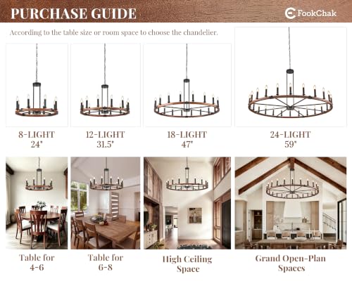 Farmhouse Walnut Wood Wagon Wheel Chandelier 8 Light Rustic Light Fixtures