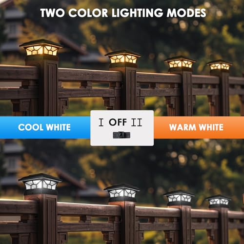 4 Pack Solar Post Cap Lights Outdoor Waterproof