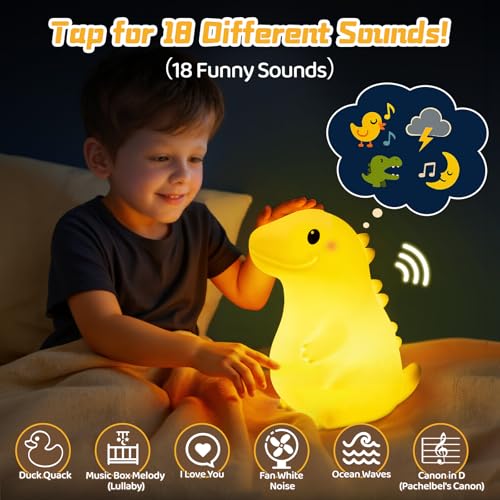 Huggwaii Squishy Giant Dinosaur Night Light for Kids
